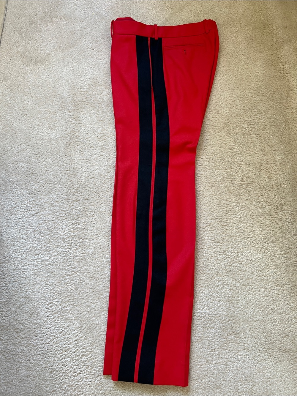Alexander McQueen Red Trousers with Black Side Stripes